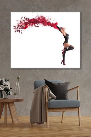Ellerinden Kırmızı Boya Çıkan Kadın Duvar Kanvas Tablo 3322152