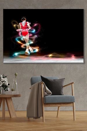 Etrafında Işık Saçan Buz Pateni Yapan Kız Kanvas Duvar Tablo 3322205