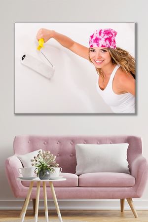 Boya Yapan Kız Duvar Kanvas Tablo 3322059