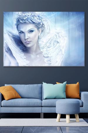 Beyaz Kanatlı Melek Kadın Kanvas Duvar Tablo 3322355
