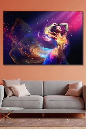 Dans Ederken Elbisesi Uçuşan Kız Kanvas Duvar Tablo 3322406