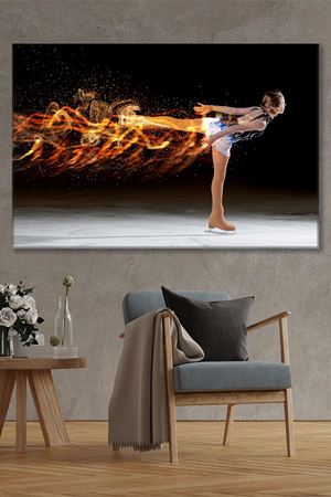 Ateş Püskürten Buz Patenci Kanvas Duvar Tablo 3322507