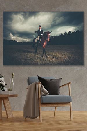 At Binen Kız Duvar Kanvas Tablo 3322145