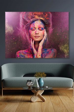Boyalarla Kadın Kanvas Duvar Tablo 3322822