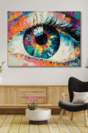 Boya Efektli Renklii Göz Kanvas Duvar Tablo 3322584