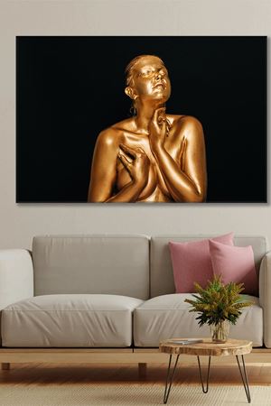 Altın Vücutlu Kadın Kanvas Duvar Tablo 3322293