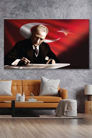 Atatürk Nutuk'u Yazarken Kanvas Duvar Tablo 221563