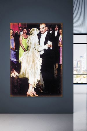 Manevi Kızı Nebile'nin Düğününde Atatürk Kanvas Duvar Tablo 221484