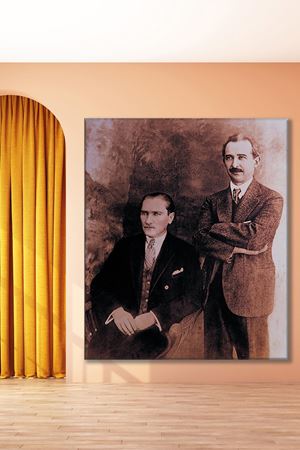 Cumhurbaşkanı Mustafa Kemal, İsmet İnönüyle Kanvas Duvar Tablo 221528