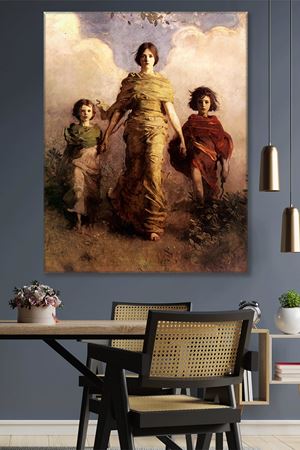 Anne ve Çocukları Duvar Kanvas Tablo 3322028
