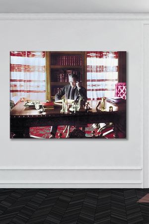 Atatürk Nutuk'u Kaleme Aldığı Masasında Çalışırken Kanvas Duvar Tablo 221509