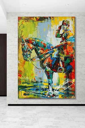 Çiftlik İstasyonunda Tatbikatta Atatürk Yağlı Boya Efektli Kanvas Duvar Tablo 221463