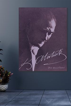 Mustafa Kemal Atatürk İmzalı Fotoğrafı Kanvas Duvar Tablo 221527