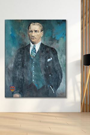 Takım Elbiseli Eli Cebinde Atatürk Portresi Yağlı Boya Efektli Kanvas Duvar Tablo 221560