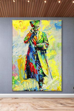 Selam Veren Atatürk Resmi Yağlı Boya Efektli Kanvas Duvar Tablo 221458