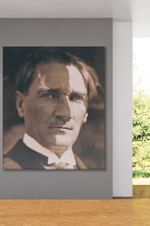 Uzun Saçlı Atatürk Kanvas Duvar Tablo 221544