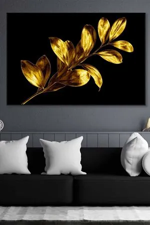 Altın Renkli Yapraklar Art Kanvas Tablo 2221843