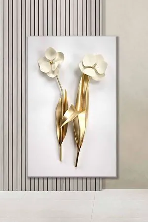 İncili Beyaz Sarılı Çiçek Art Kanvas Tablo 2221840