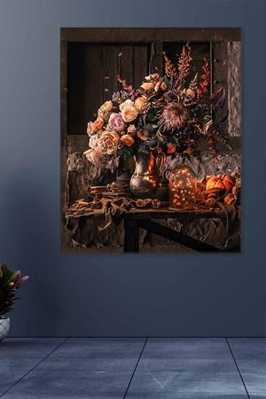 Metal Vazonun İçinde Büyüyen Çiçekler Art Kanvas Tablo 2221797