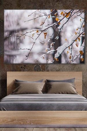 Kuru Dalların Üzerindeki Karlar Art Kanvas Tablo 2221935