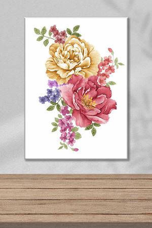 Rengarenk Çiçekler Sulu Boya Efektli Art Kanvas Tablo 2221854