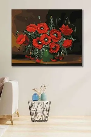 Kırmızı Zambaklar Yağlı Boya Efektli Art Kanvas Tablo 2222015