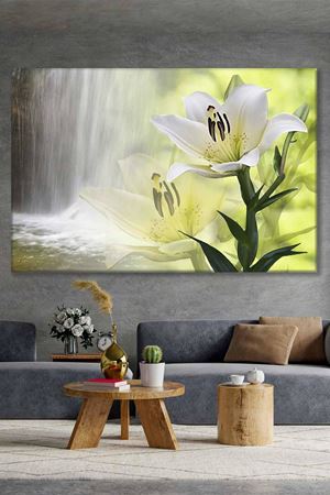 Kanyonun Önünde Duran Beyaz Zambak Yağlı Boya Efektli Art Kanvas Tablo 2221844