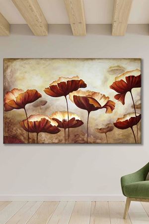 Kahverengi Çiçekler Art Kanvas Tablo 2221876