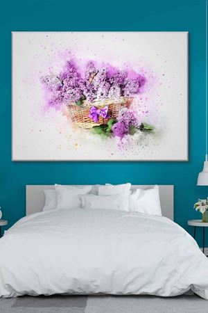 Hasır Sepette Lavanta Çiçekleri Art Kanvas Tablo 2222007