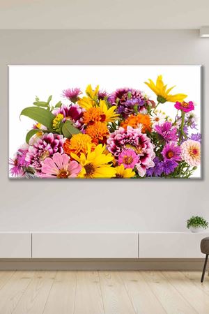 Çiçeklerin Renklerle Buluşması Art Kanvas Tablo 2221889