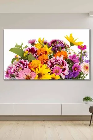 Çiçeklerin Renklerle Buluşması Art Kanvas Tablo 2221889
