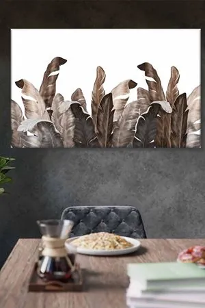 Kahverengi Siyah Yapraklar Art Kanvas Tablo 2221831