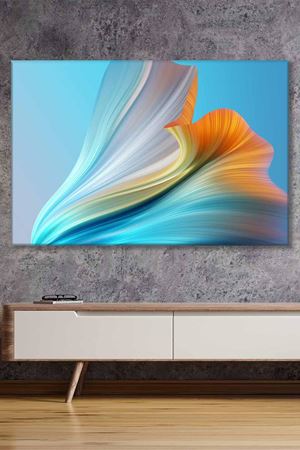 Mavi Zemin Üzerinde Sarı Mavi Yaprak Deseni Art Kanvas Tablo 2222016