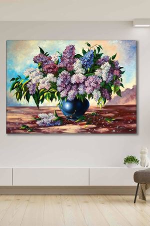 Mavi Vazoda Sümbüller Art Kanvas Tablo 2221975