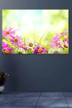 Çimenleri Süsleyen Mor Çiçekler Art Kanvas Tablo 2221893