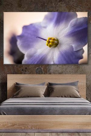 Sarı Tomurcuklu Mor Tek Çiçek Art Kanvas Tablo 2221976