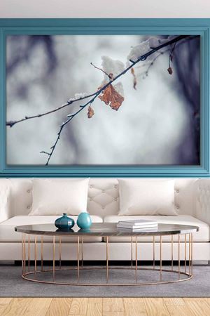 Tek Kuru Dalda Kar Tanecikleri Art Kanvas Tablo 2221952