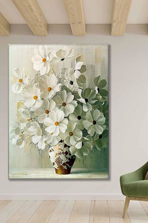 Vazo İçinde Beyaz Çiçekler Art Kanvas Tablo 2221922