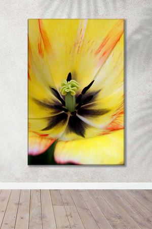 Sarı Yeşil Tomurcuklu Çiçek Art Kanvas Tablo 2221918