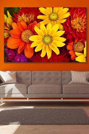 Sarı Turuncu Papatyalar Art Kanvas Tablo 2221927