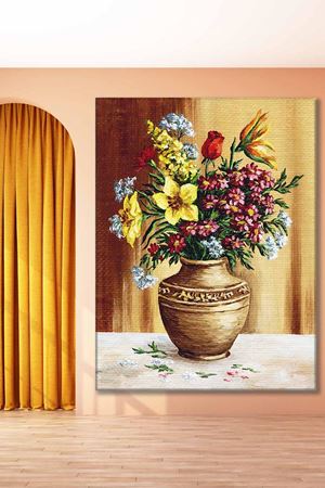 Vazoda Sarı Çiçekler Art Kanvas Tablo 2221943
