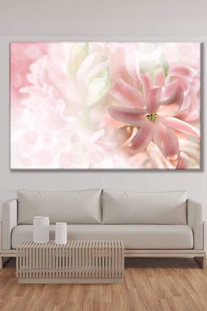 Silik Zemin Üzerinde Pembe Çiçekler Art Kanvas Tablo 2222005