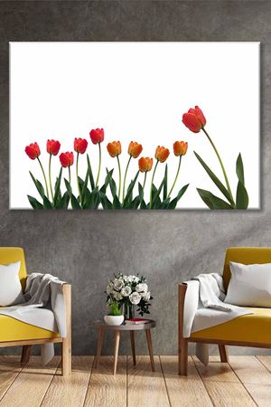 Yeşil Yapraklı Turuncu Laleler Art Kanvas Tablo 2221972