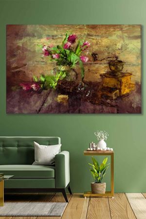 Yeşil Yapraklı Mor Çiçekler Art Kanvas Tablo 2221907