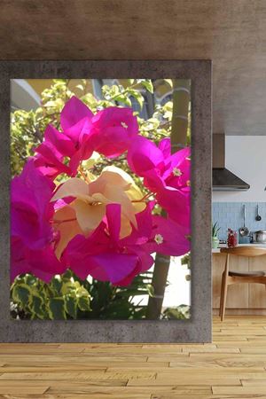 Yeşillikler İçinde Pembe Çiçek Art Kanvas Tablo 2221990