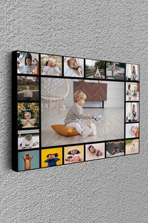 Yatay 19 Resim Fotoğraf Kişiye Özel Kanvas Tablo 107558