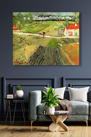 Vincent van Gogh - Landscape with Carriage and Train  - 106022 -  Dekoratif Duvar Kanvas Tablo