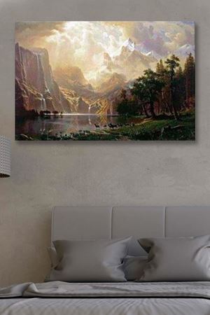 Albert Bierstadt - Among the Sierra Nevada Mountains - California  - 105937 -  Dekoratif Duvar Kanvas Tablo