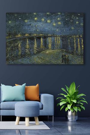 Vincent van Gogh - Rhone Üzerinde Yıldızlı Gece  - 106011 -  Dekoratif Duvar Kanvas Tablo