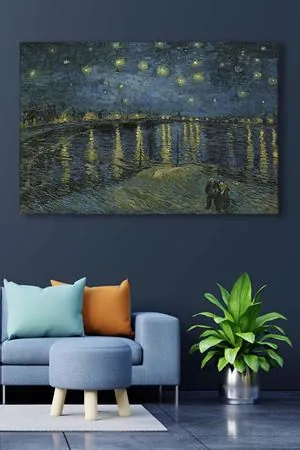 Vincent van Gogh - Rhone Üzerinde Yıldızlı Gece  - 106011 -  Dekoratif Duvar Kanvas Tablo